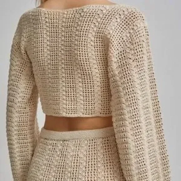 NWOT Free People x Mozh Mozh Shiraz Crochet Top and Skirt Set in Ivory Size S - Picture 4 of 4